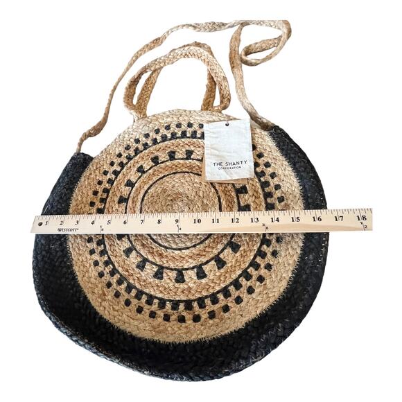 NEW Woven Moroccan HANDBAG 16” Round Crossbody Shoulder Purse Shanty Corporation - Picture 5 of 11